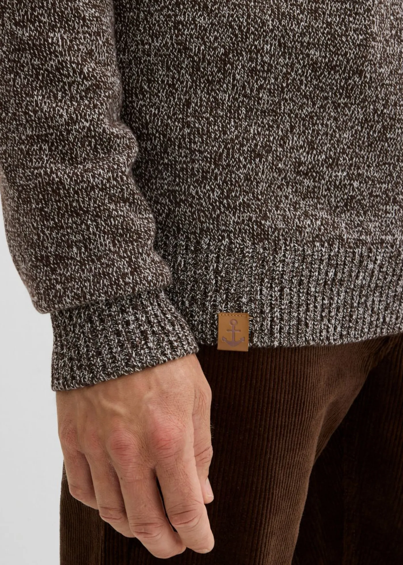 bonprix bonprix Básicos En Rebajas|Jerséis Y Cárdigans>Jersey tipo troyer de algodón puro marrón oscuro moteado