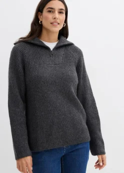 Mujer bonprix bonprix Jersey tipo troyer de canalé