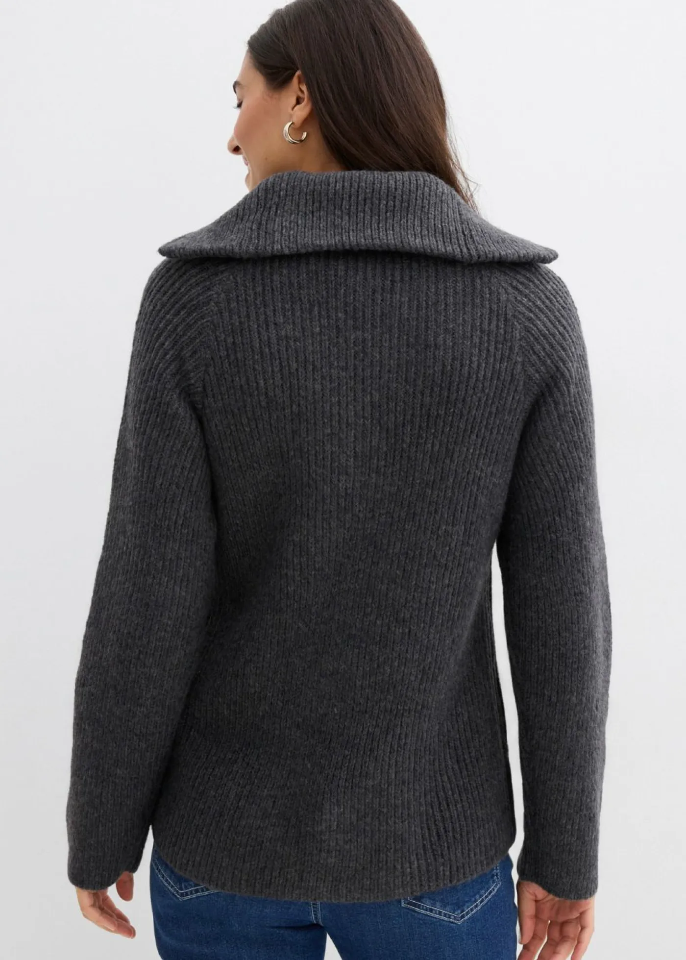 Mujer bonprix bonprix Jersey tipo troyer de canalé