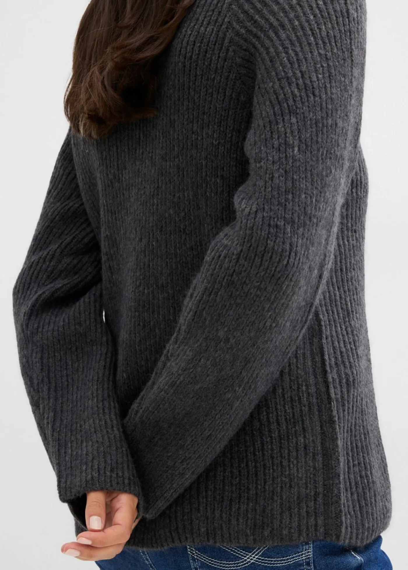 Mujer bonprix bonprix Jersey tipo troyer de canalé