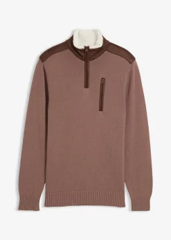 Hombre bonprix bonprix Jersey tipo troyer de punto grueso con ribete de malla