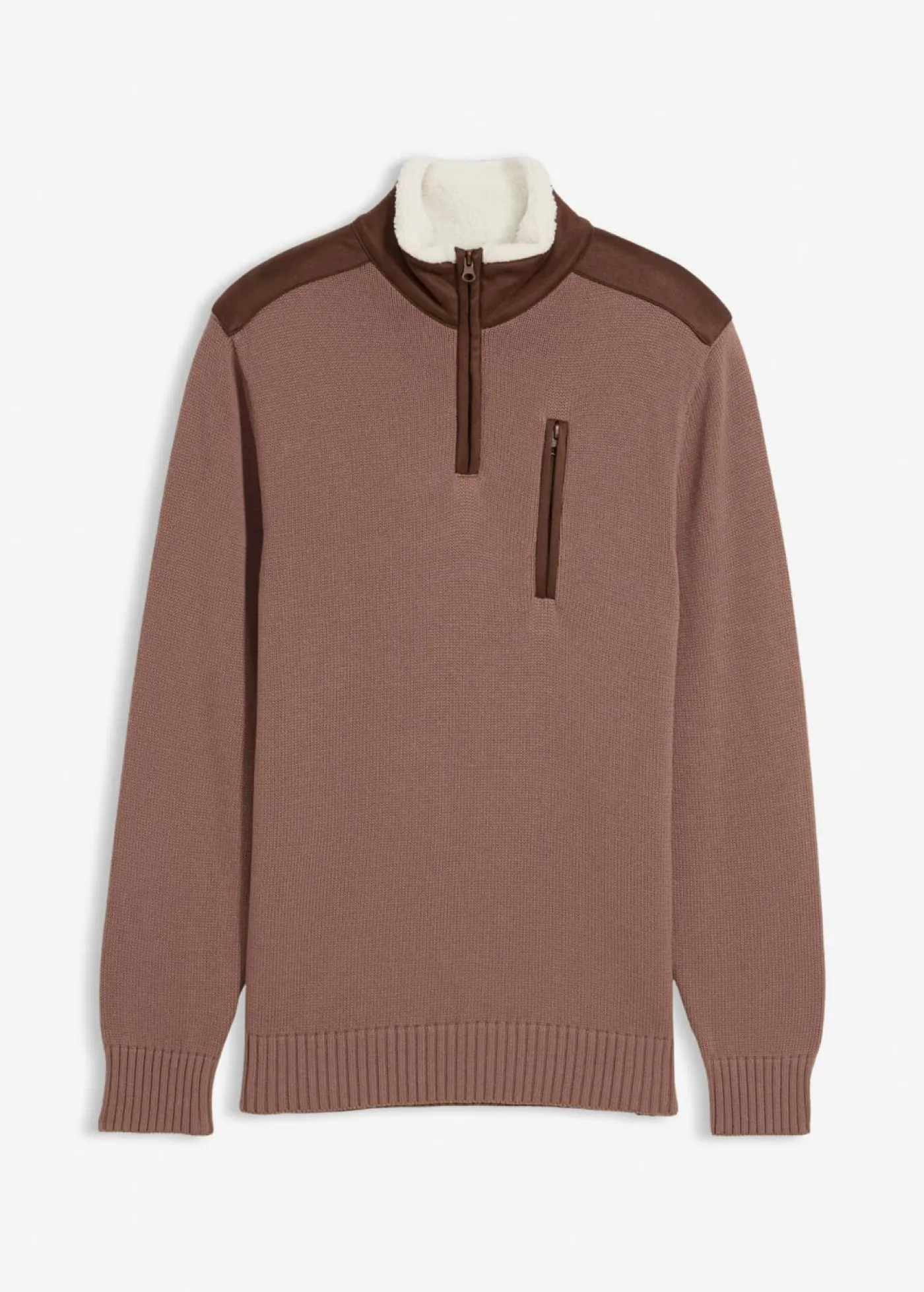 Hombre bonprix bonprix Jersey tipo troyer de punto grueso con ribete de malla