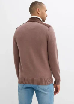 Hombre bonprix bonprix Jersey tipo troyer de punto grueso con ribete de malla