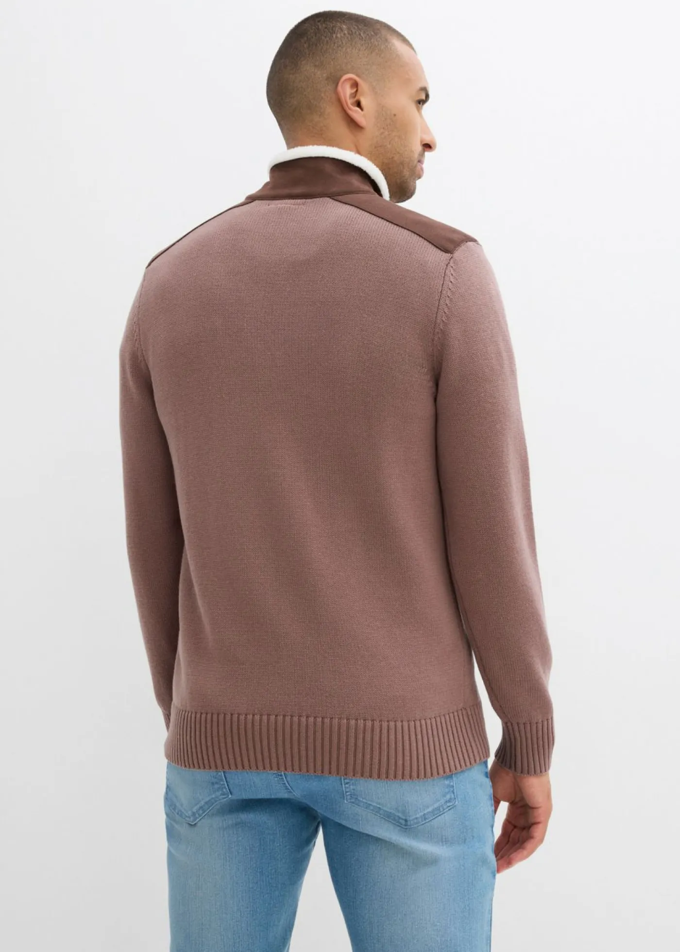 Hombre bonprix bonprix Jersey tipo troyer de punto grueso con ribete de malla