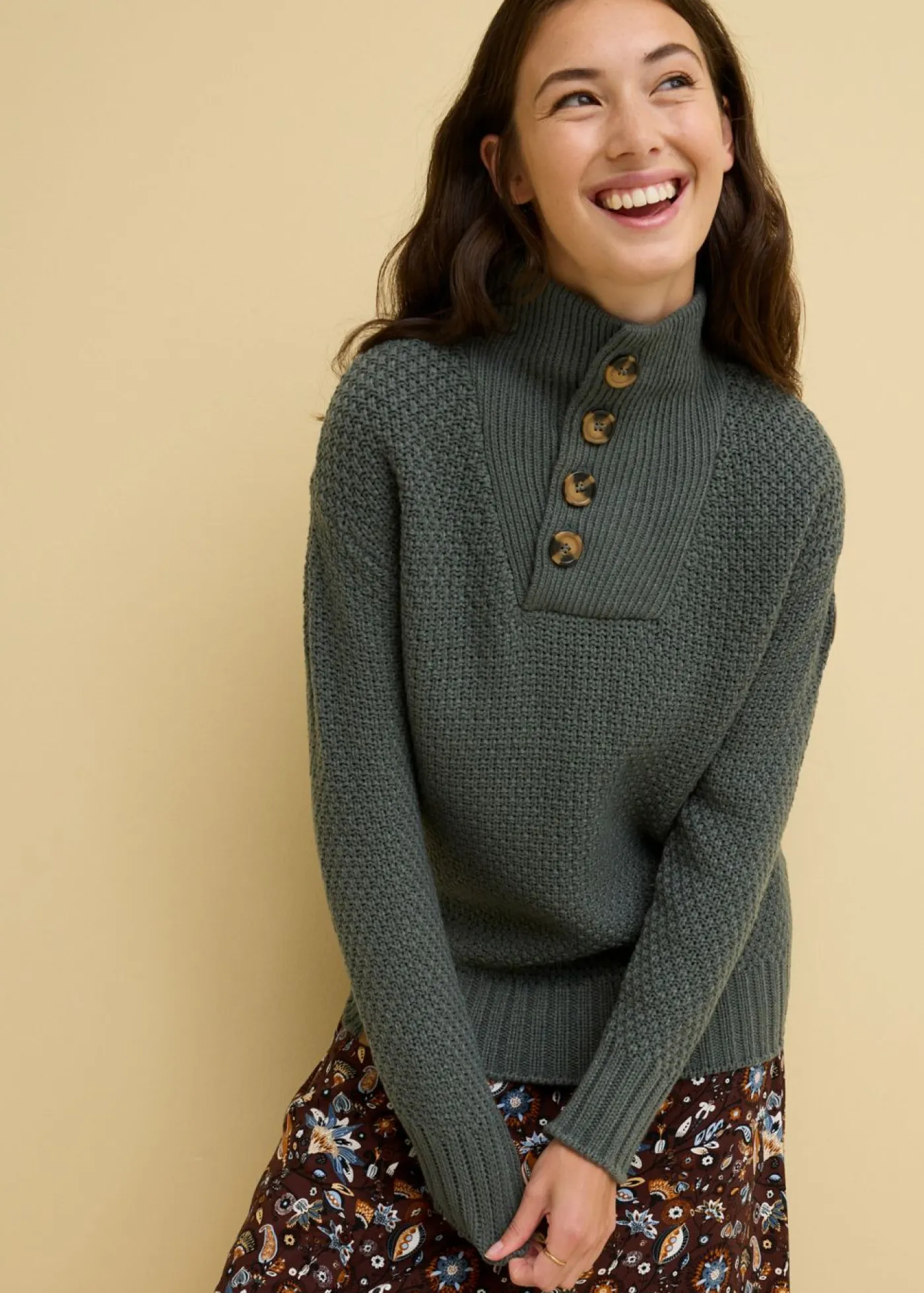 bonprix bonprix Jerséis>Jersey troyer con estructura Verde eucalipto