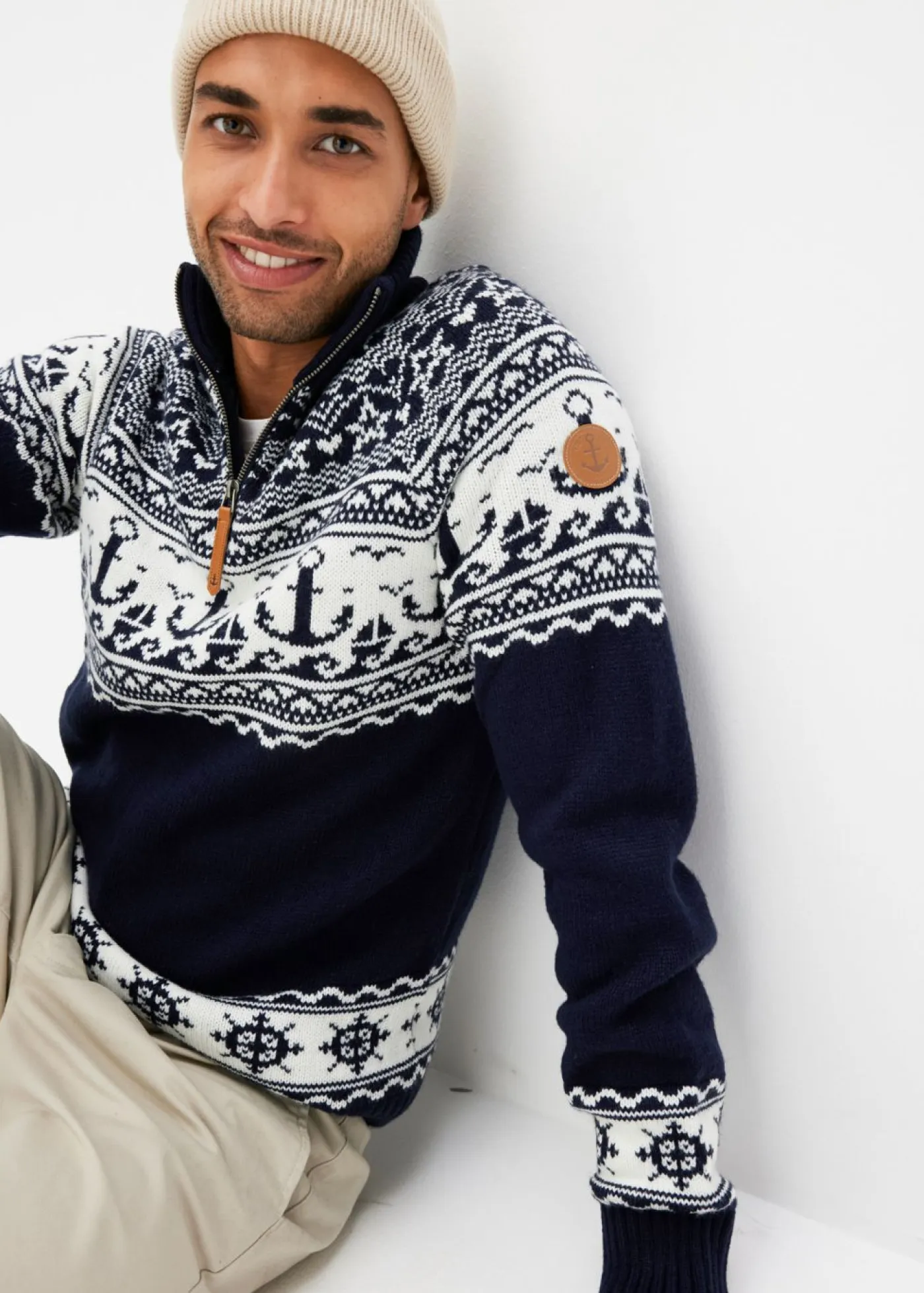 Hombre bonprix bonprix Jersey troyer con patrón nórdico