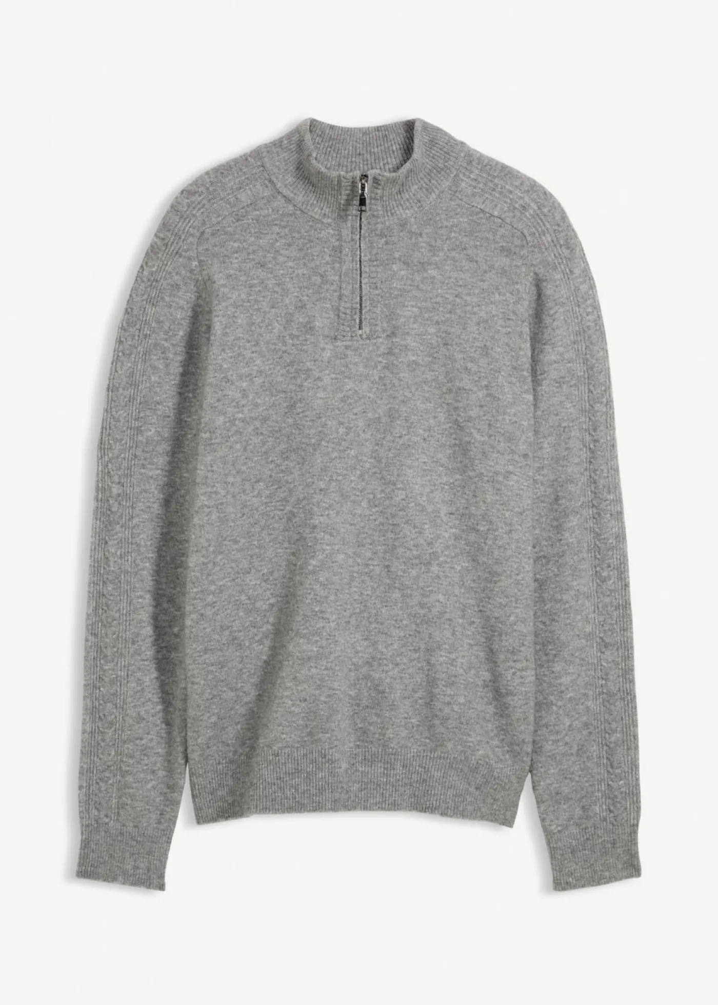 bonprix bonprix Jerséis Y Cárdigans>Jersey troyer de punto fino con contenido de lana Gris jaspeado