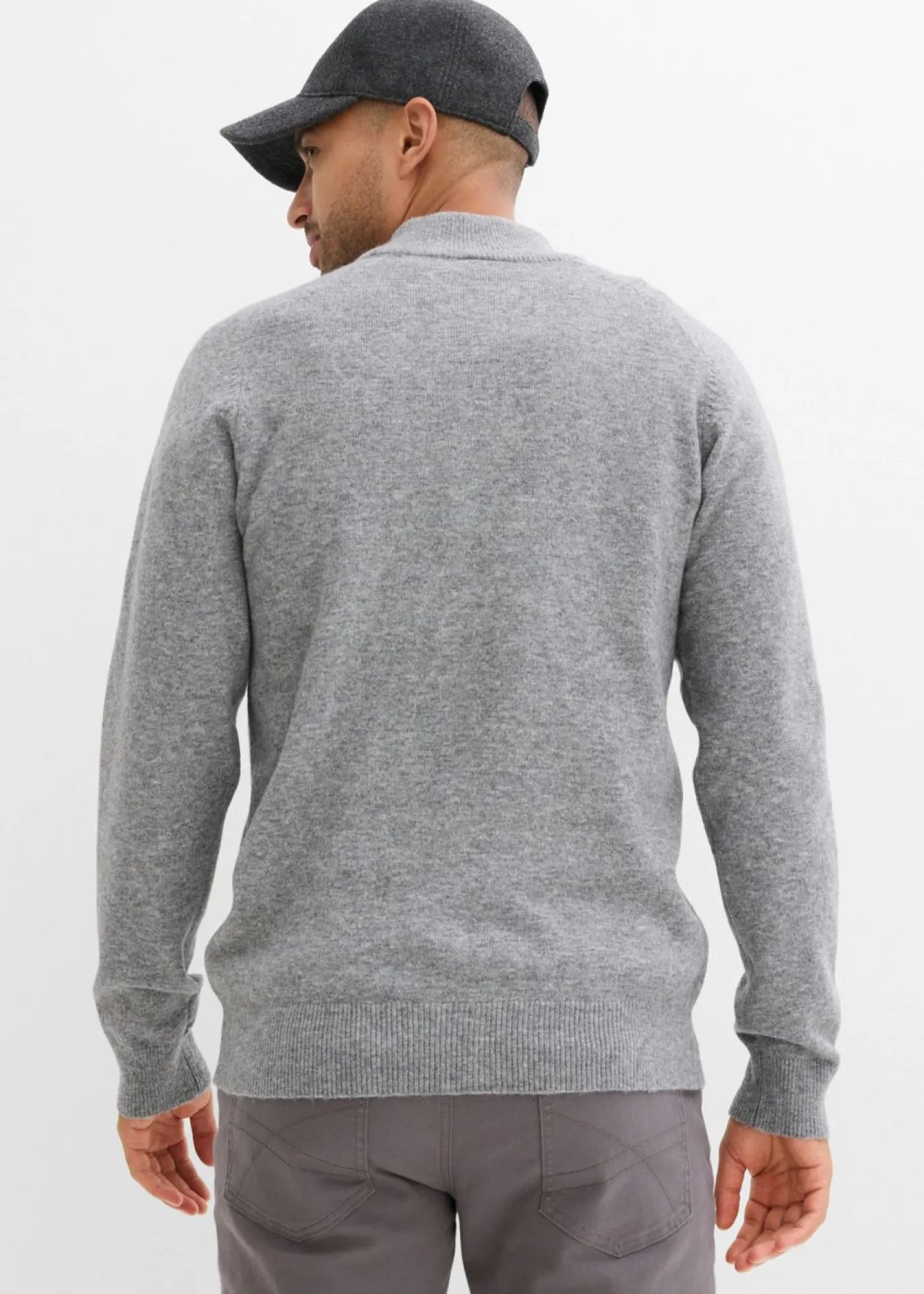 bonprix bonprix Jerséis Y Cárdigans>Jersey troyer de punto fino con contenido de lana Gris jaspeado