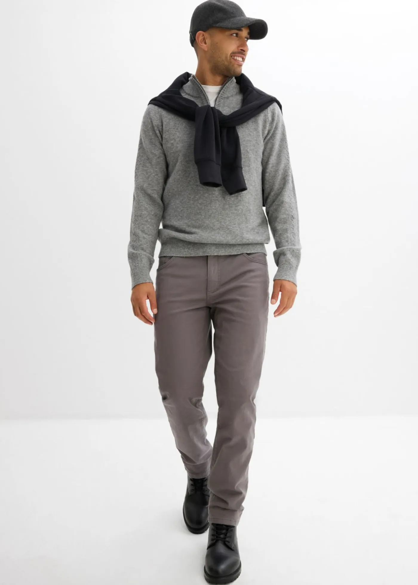 bonprix bonprix Jerséis Y Cárdigans>Jersey troyer de punto fino con contenido de lana Gris jaspeado