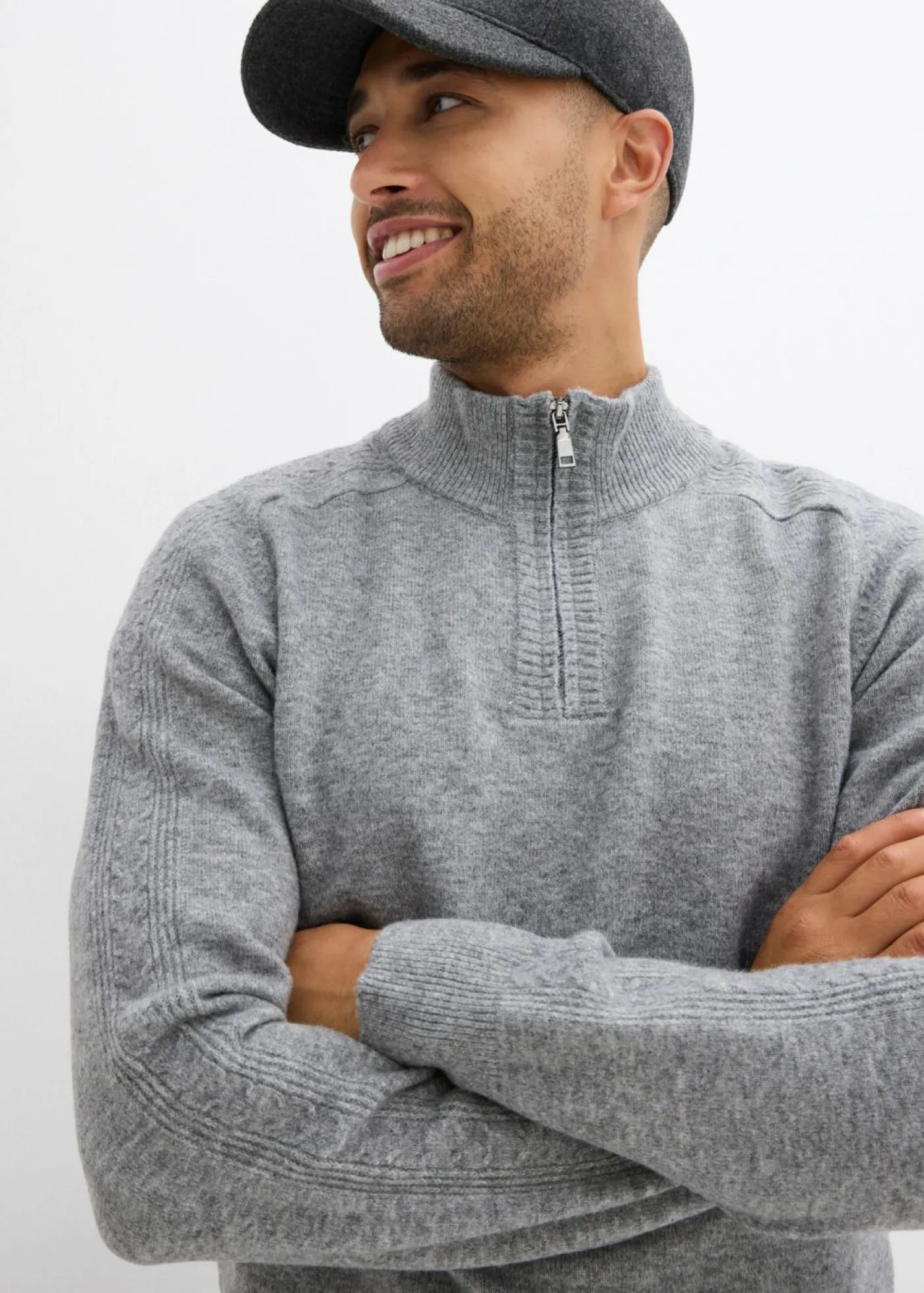 bonprix bonprix Jerséis Y Cárdigans>Jersey troyer de punto fino con contenido de lana Gris jaspeado