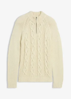 Hombre bonprix bonprix Jersey troyer de punto grueso con diseño trenzado, en suave mezcla de algodón