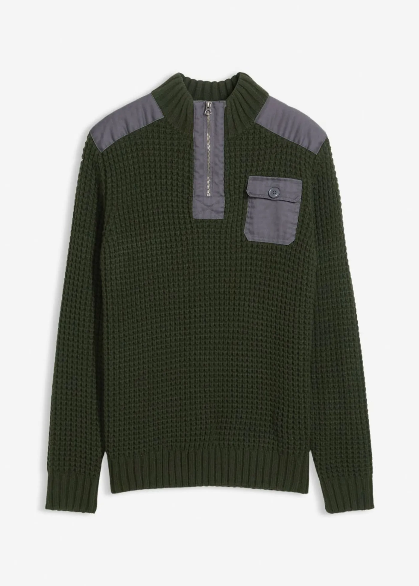 Hombre bonprix bonprix Jersey troyer de punto grueso con inserto de malla