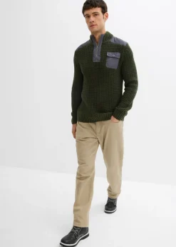 Hombre bonprix bonprix Jersey troyer de punto grueso con inserto de malla