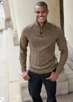 Hombre bonprix bonprix Jersey troyer de punto trenzado con contenido de lana