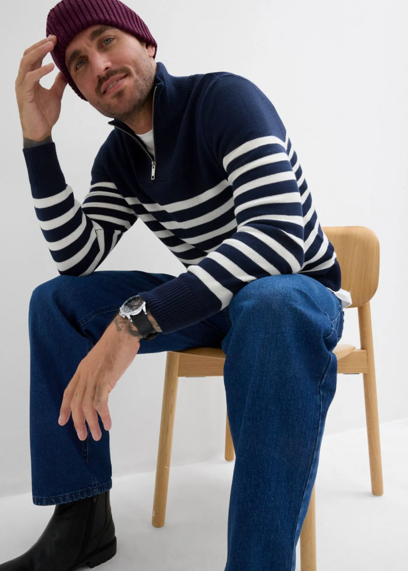 Hombre bonprix bonprix Jersey troyer de suave mezcla de algodón