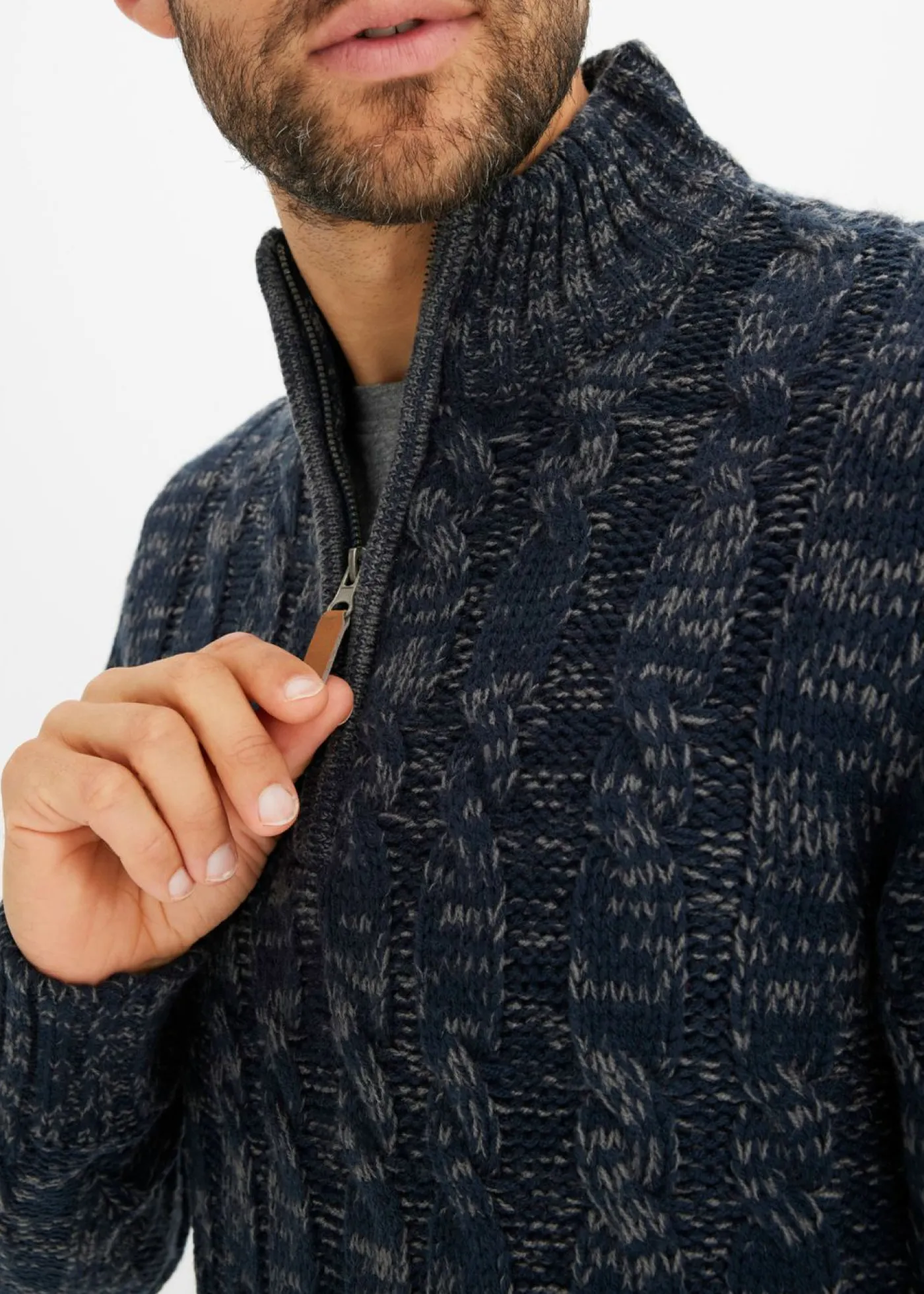 Hombre bonprix bonprix Jersey troyer jaspeado con patrón trenzado