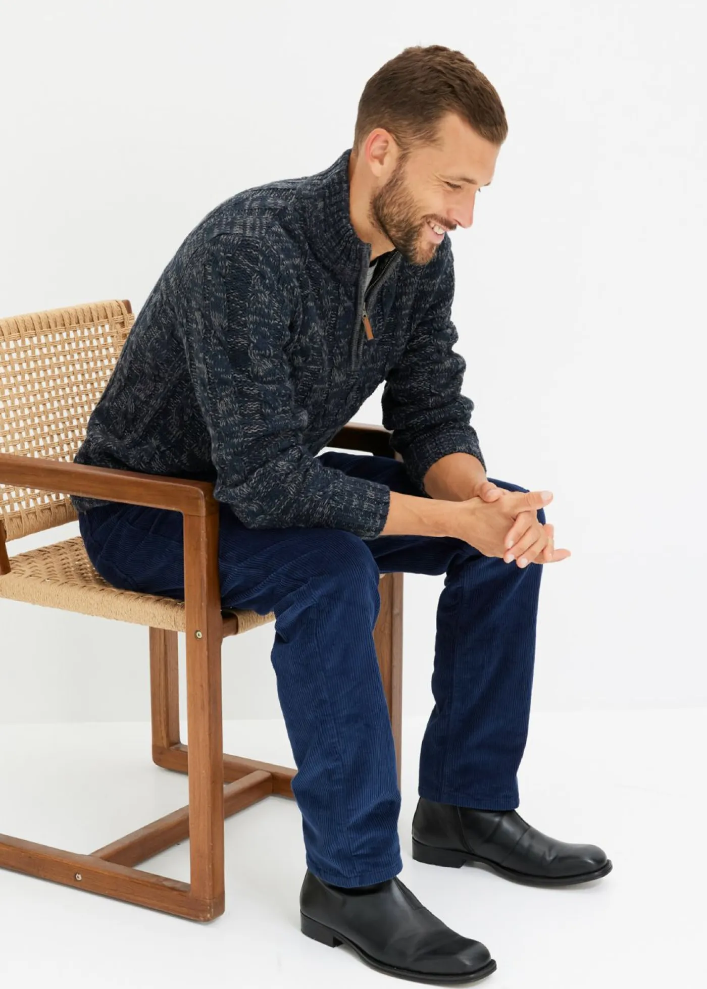 Hombre bonprix bonprix Jersey troyer jaspeado con patrón trenzado