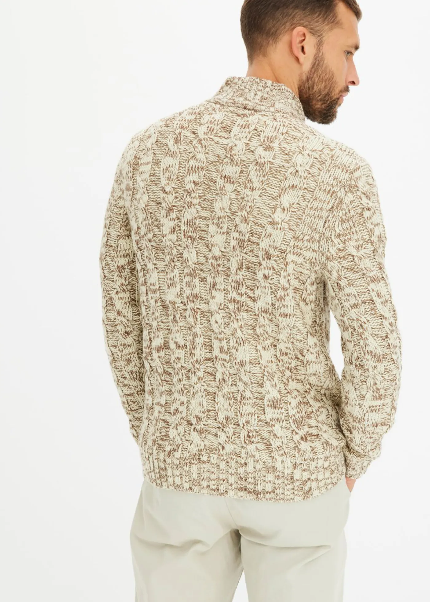 bonprix bonprix Jerséis Y Cárdigans>Jersey troyer jaspeado con patrón trenzado Beige jaspeado