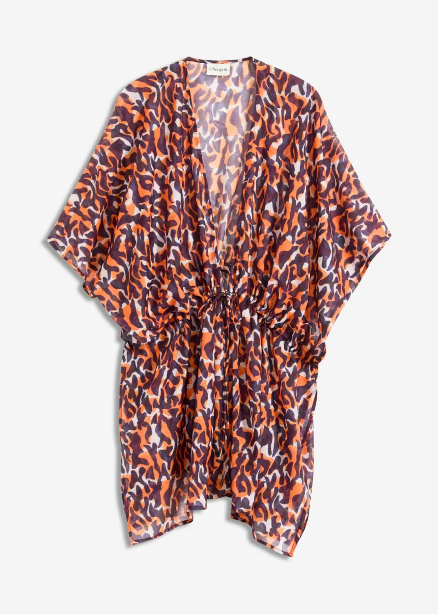 bonprix bonprix Ropa De Playa|Camisas Y Blusas>Kimono de playa con detalle de cordón estampado leo púrpura-marrón claro