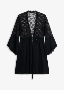 bonprix VENUS Corsés|Albornoces Y Batas>Kimono y tanga (2 piezas) Negro