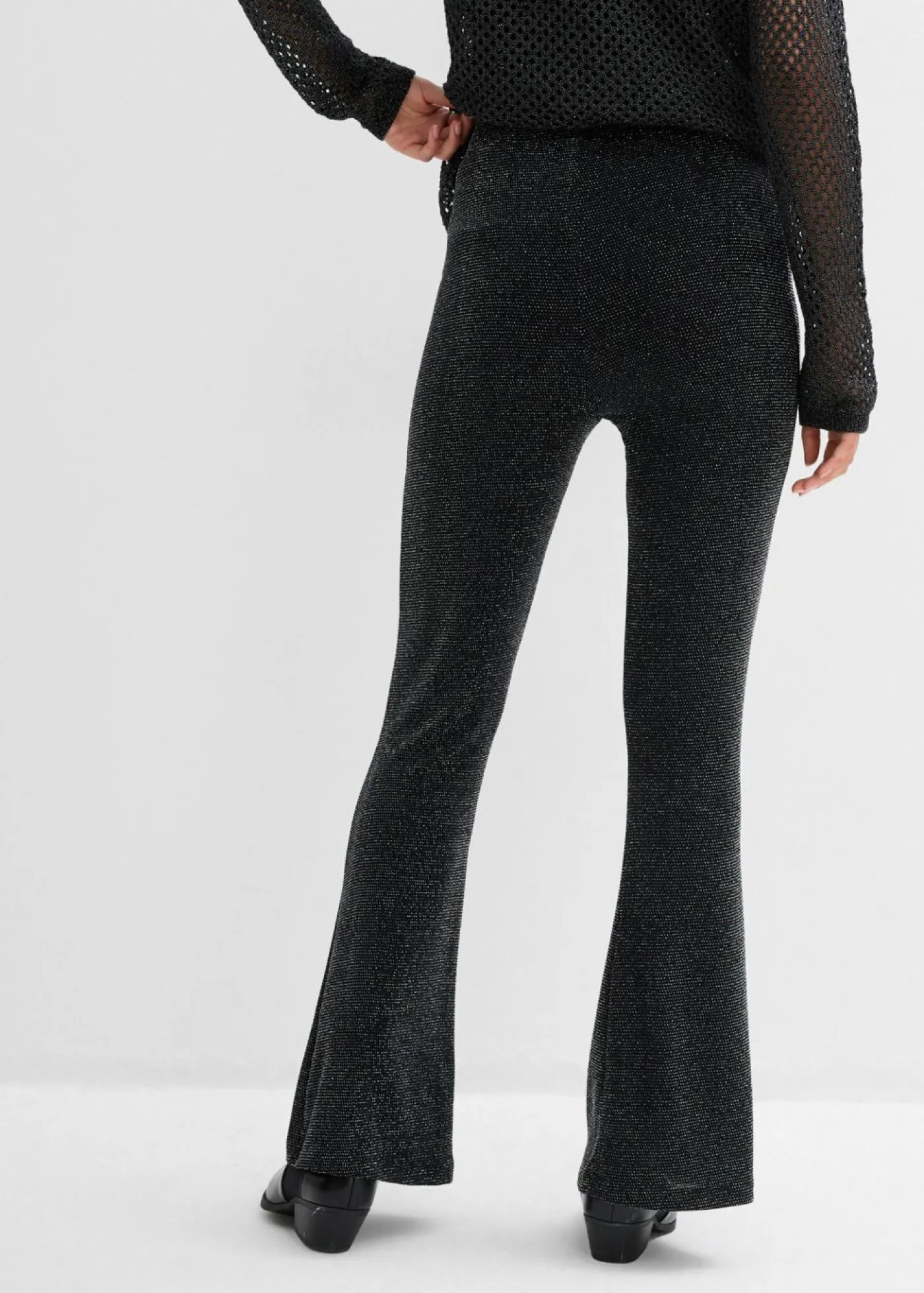 bonprix bonprix Pantalones>Leggings acampanados con purpurina Negro