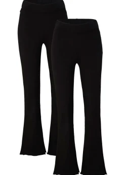 bonprix bonprix Pantalones>Leggings acampanados de mezcla de algodón (2 unidades) Negro