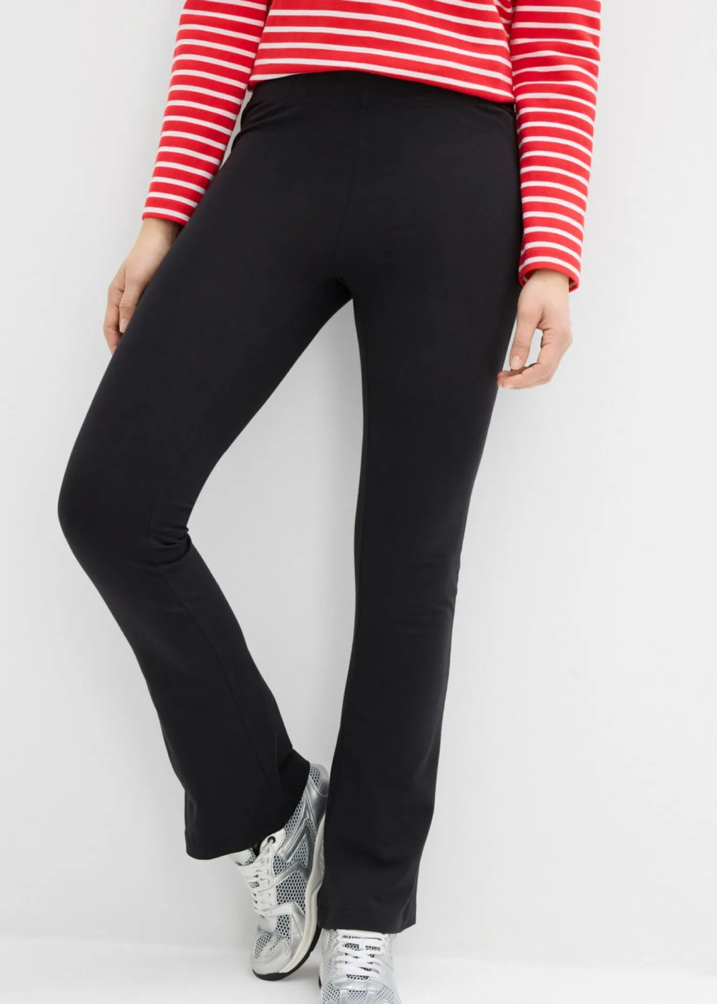 bonprix bonprix Pantalones>Leggings acampanados de mezcla de algodón (2 unidades) Negro