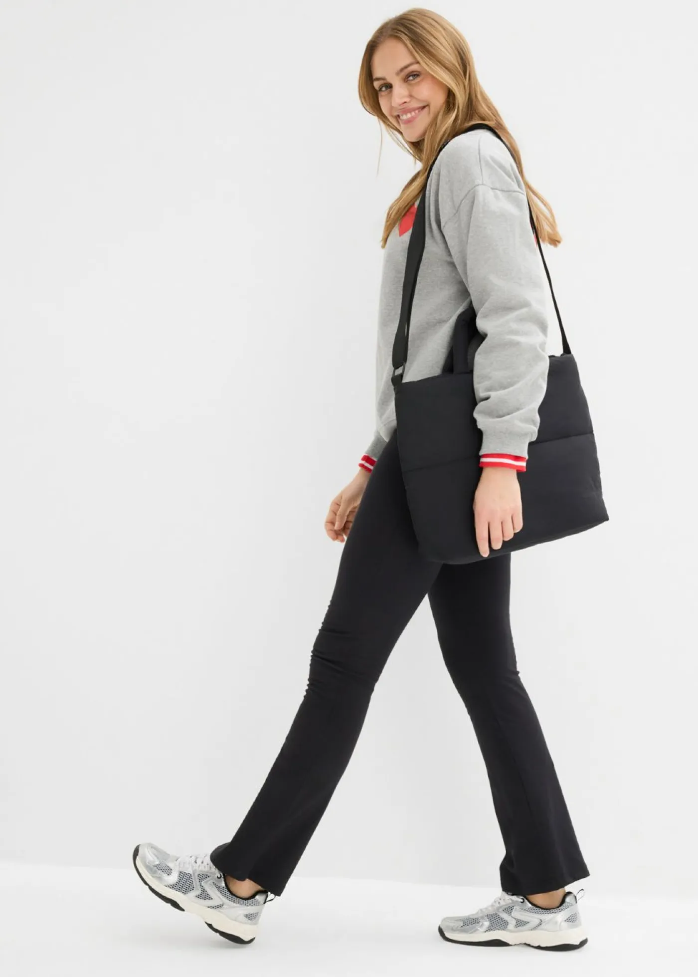 bonprix bonprix Pantalones>Leggings acampanados de mezcla de algodón (2 unidades) Negro