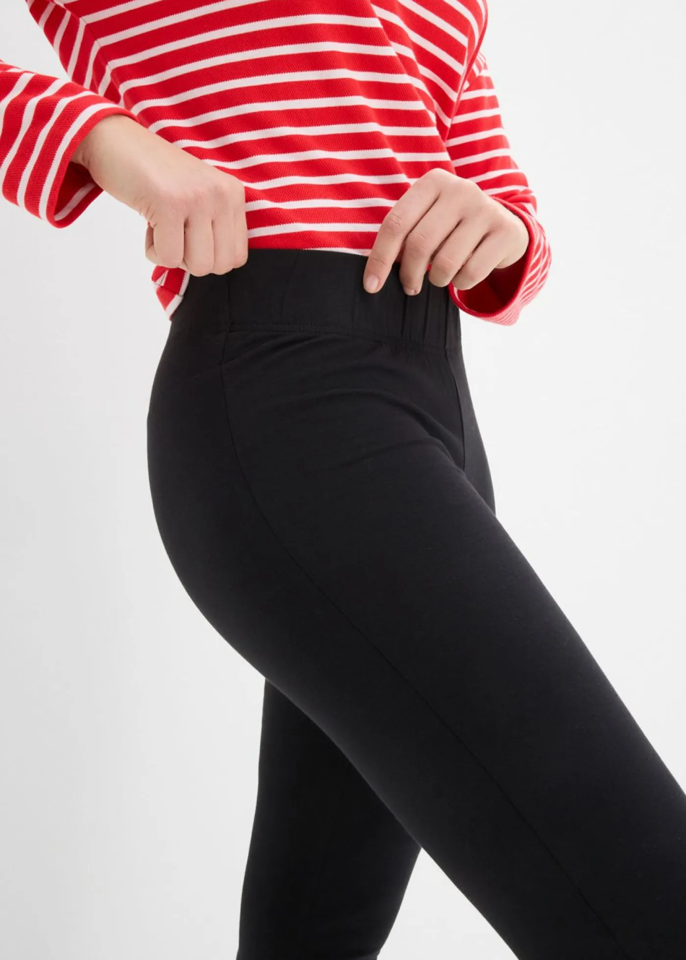 bonprix bonprix Pantalones>Leggings acampanados de mezcla de algodón (2 unidades) Negro