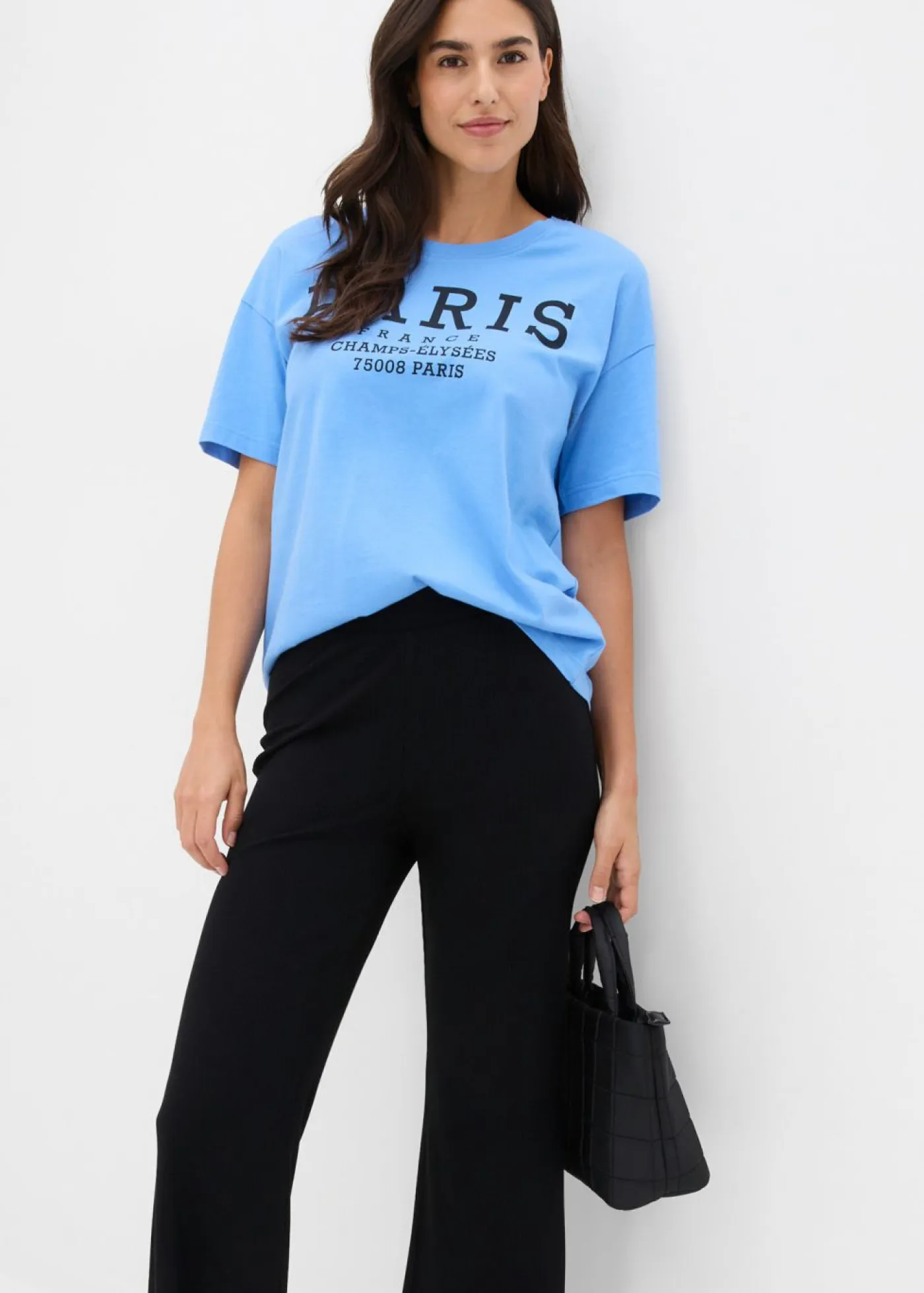 bonprix bonprix Pantalones|Novedades>Leggings acortados de canalé de mezcla de viscosa Negro