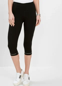 bonprix bonprix Pantalones>Leggings capri Negro-plateado
