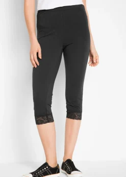 Mujer bonprix bonprix Leggings capri con detalles de encaje