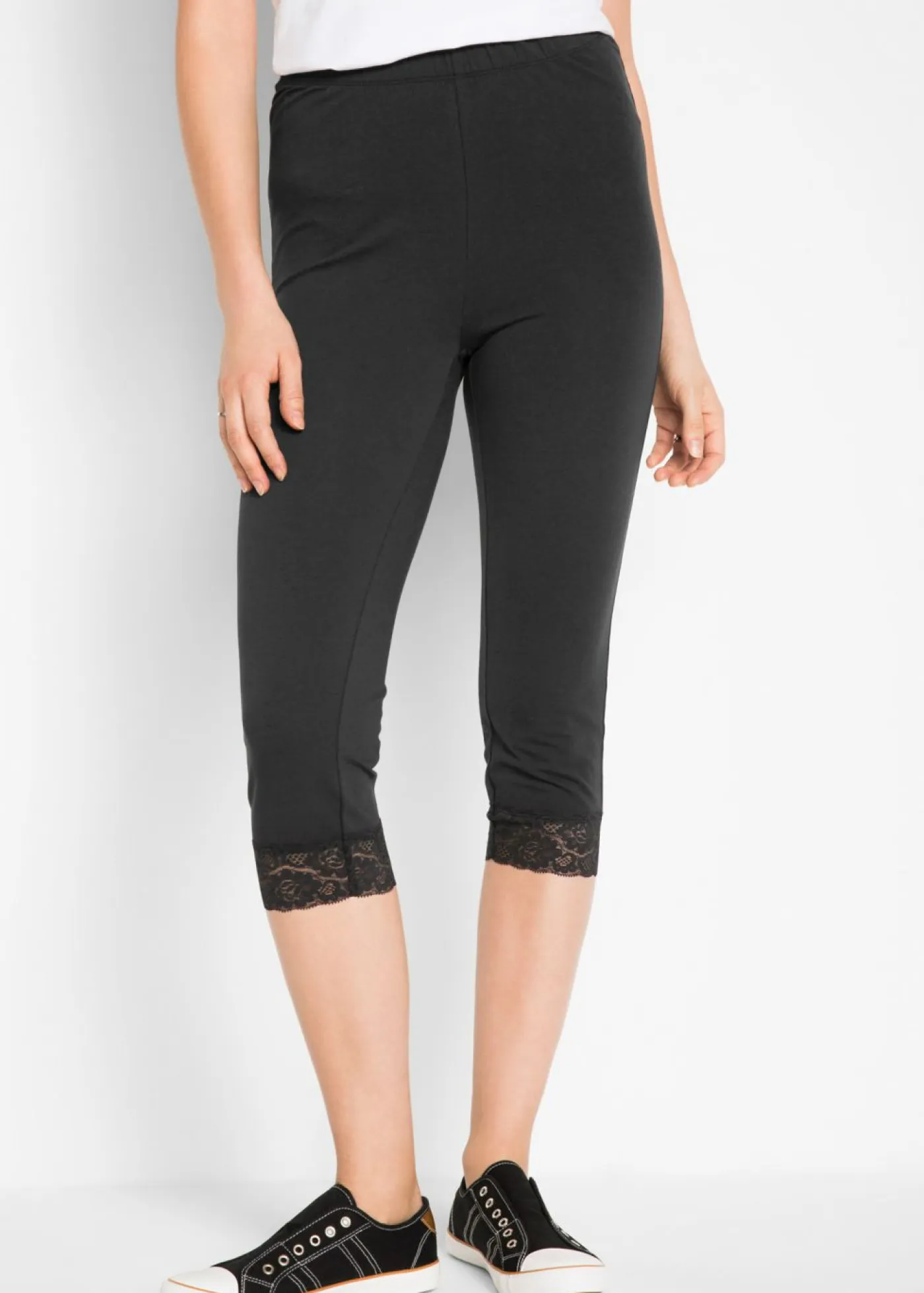 Mujer bonprix bonprix Leggings capri con detalles de encaje