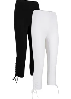 Mujer bonprix bonprix Leggings capri con fruncido (2 unidades)