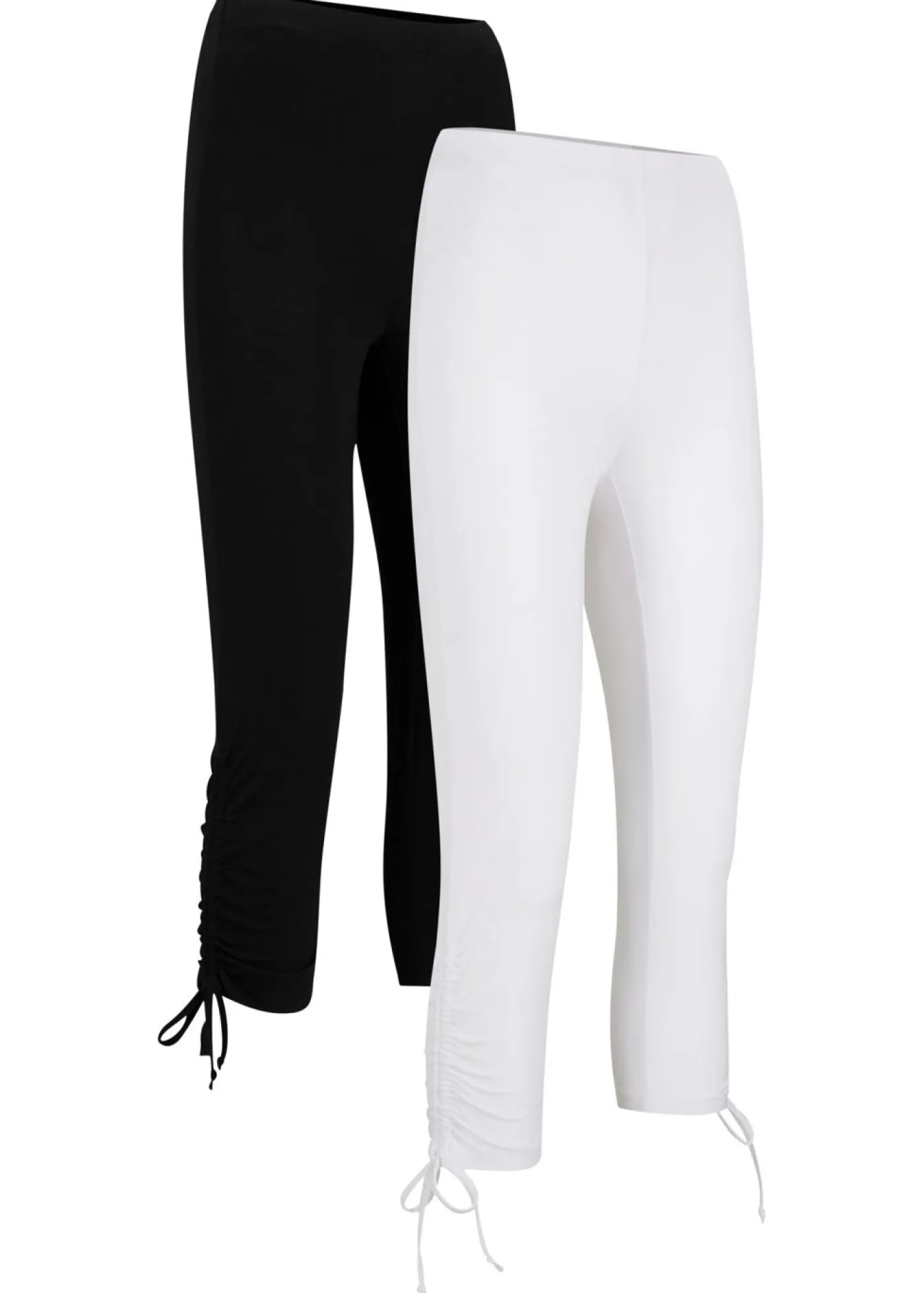 Mujer bonprix bonprix Leggings capri con fruncido (2 unidades)