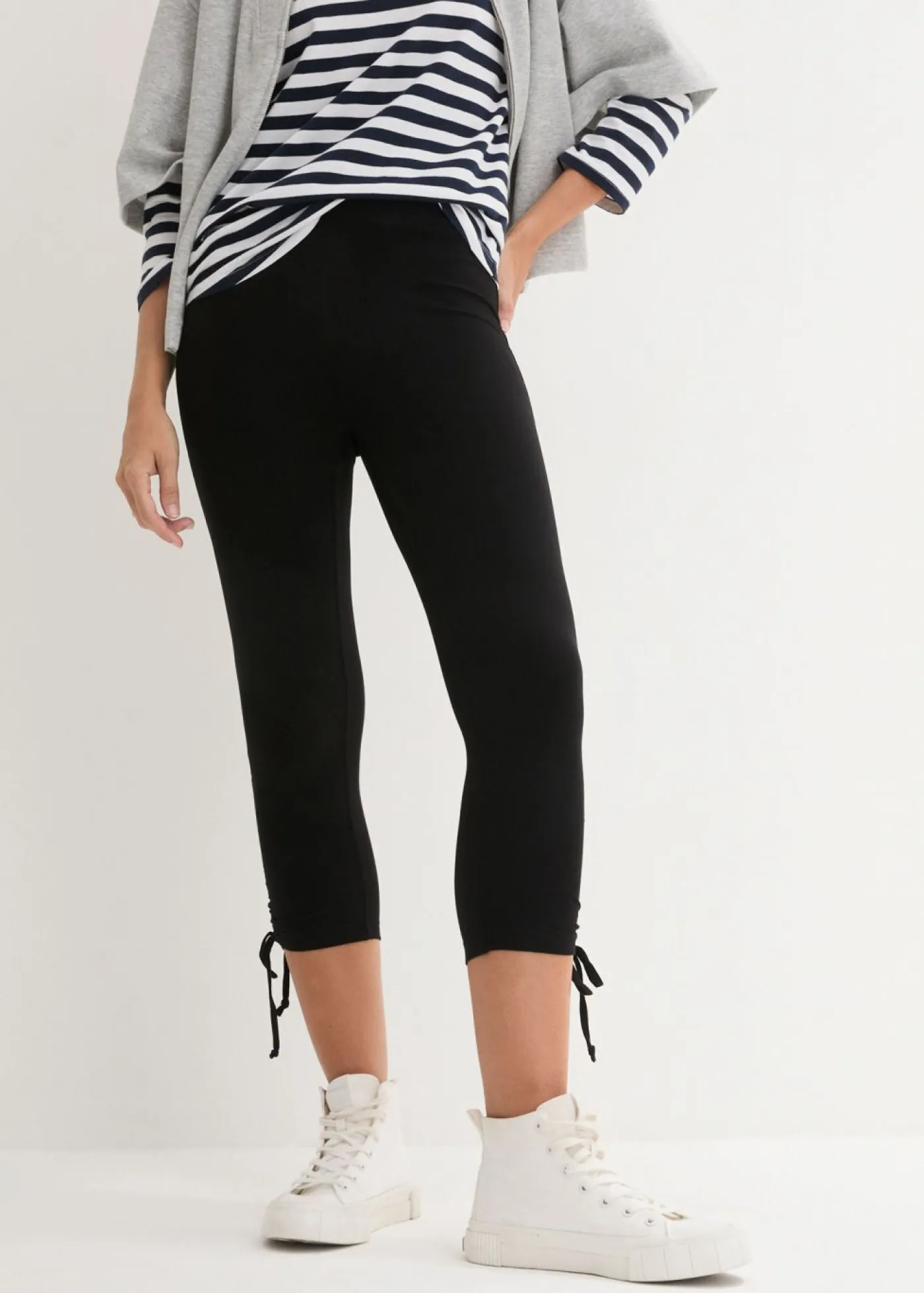 Mujer bonprix bonprix Leggings capri con fruncido (2 unidades)