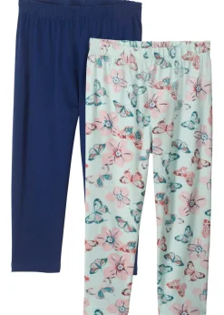 bonprix bonprix Ropa 9 A 16 Años·Pantalones Y Leggings|Ropa 9 A 16 Años·Packs De Ropa>Leggings capri de algodón orgánico (2 unidades) azul medianoche. + menta verde