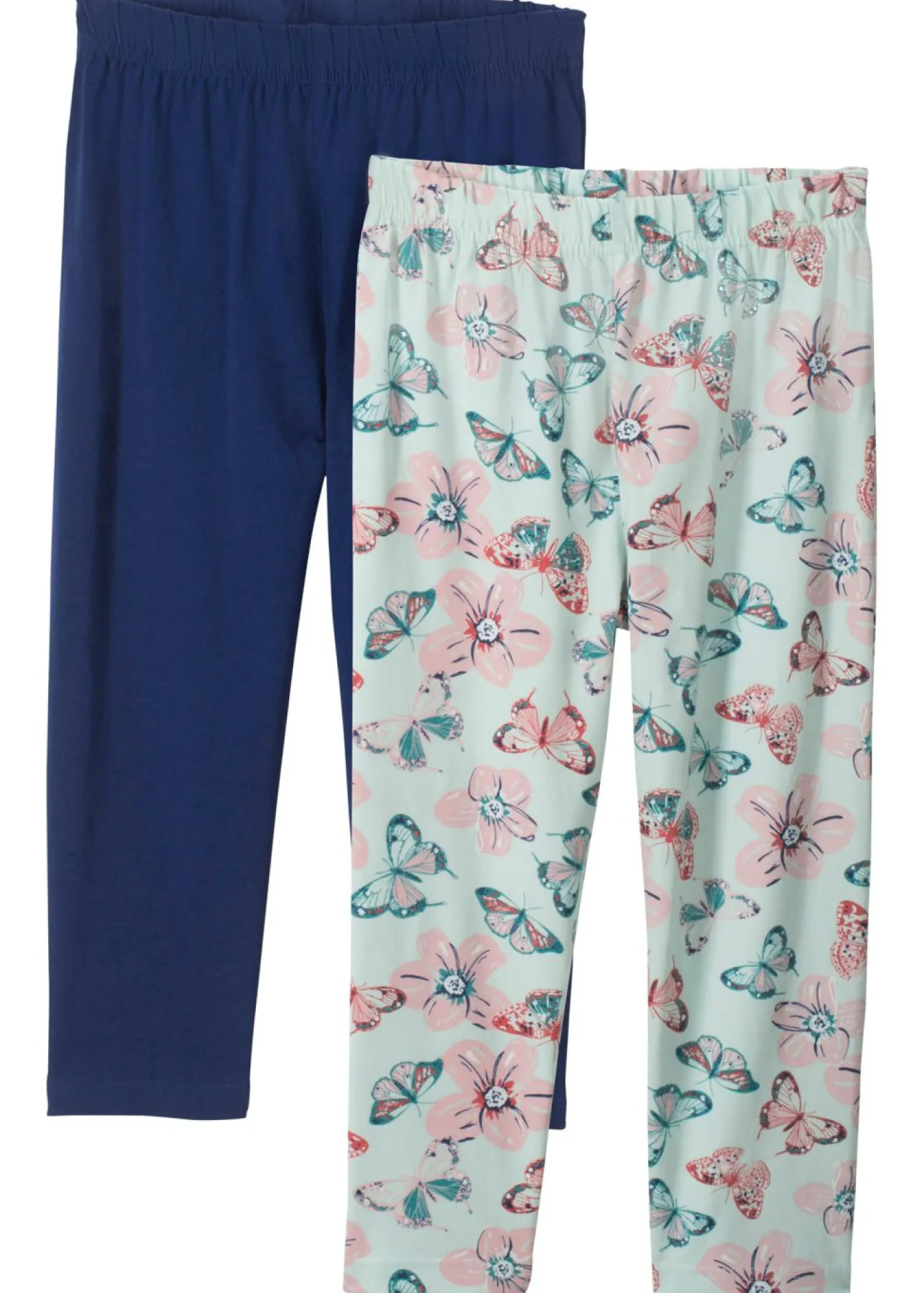 bonprix bonprix Ropa 9 A 16 Años·Pantalones Y Leggings|Ropa 9 A 16 Años·Packs De Ropa>Leggings capri de algodón orgánico (2 unidades) azul medianoche. + menta verde