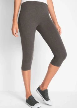 bonprix bonprix Básicos|Pantalones>Leggings capri de corte ajustado (2 unidades) Antracita jaspeado-negro