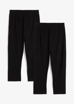 bonprix bonprix Ropa 9 A 16 Años·Pantalones Y Leggings|Ropa 9 A 16 Años·Packs De Ropa>Leggings capri de mezcla de algodón orgánico (2 unidades) Negro