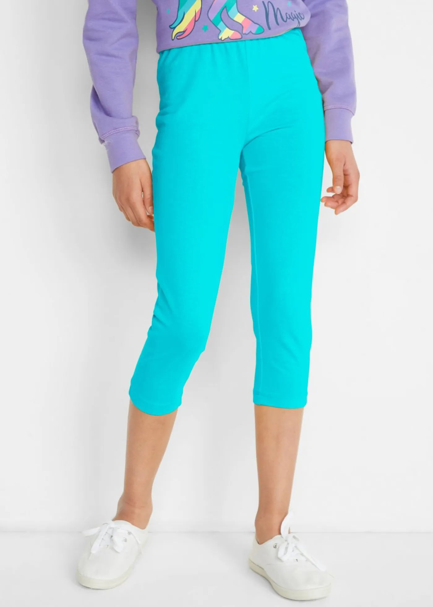bonprix bonprix Ropa 9 A 16 Años·Pantalones Y Leggings|Ropa 9 A 16 Años·Packs De Ropa>Leggings capri de mezcla de algodón orgánico elástico (2 unidades) celeste+fucsia claro