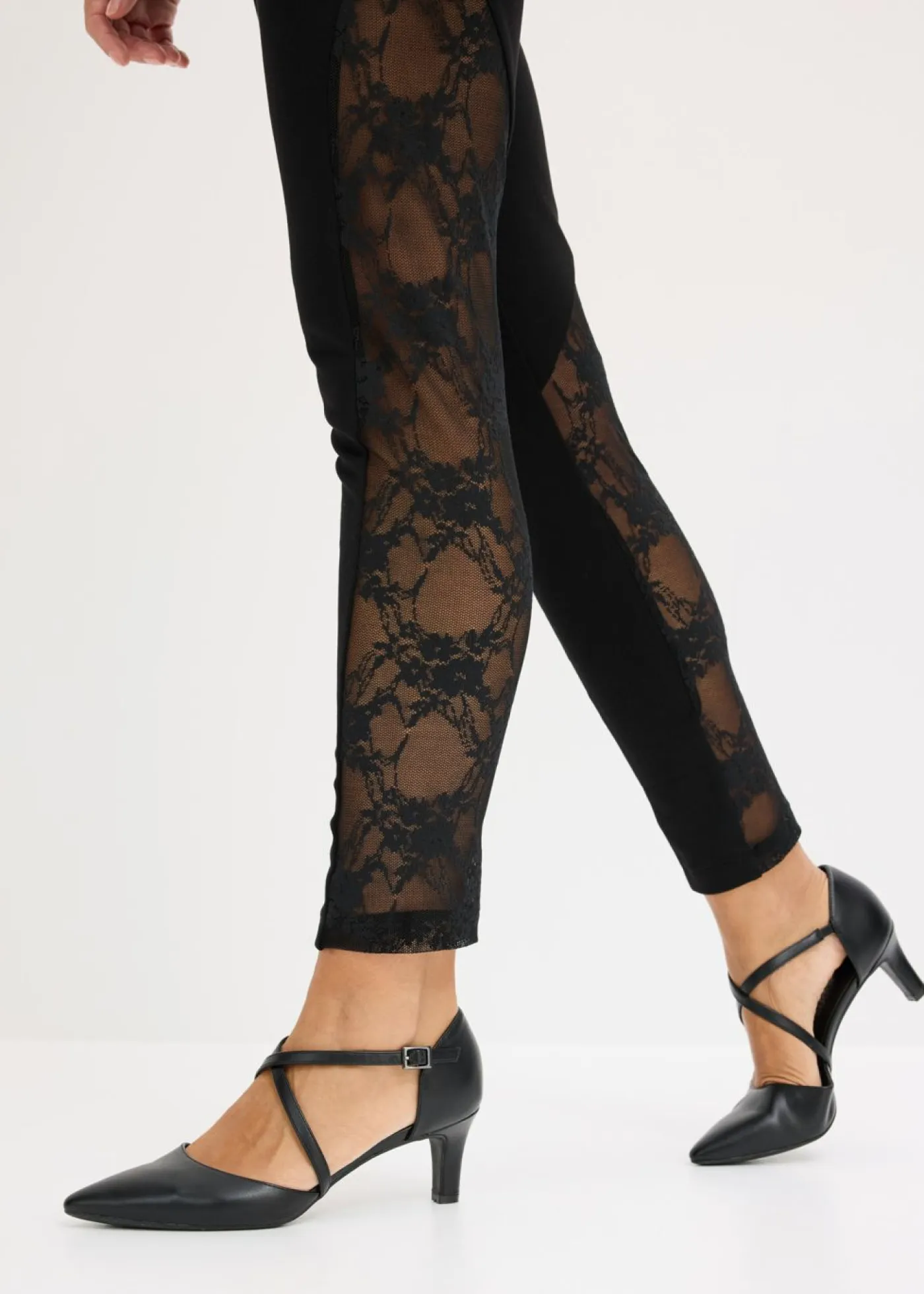 bonprix bonprix Pantalones|Novedades>Leggings con encaje Negro