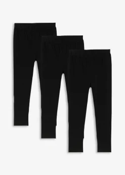 bonprix bonprix Ropa 2 A 9 Años·Pantalones Y Vaqueros|Ropa 2 A 9 Años·Multipack>Leggings confeccionados con mezcla de algodón ecológico elástico (3 unidades) Negro