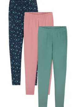 Niños bonprix bonprix Leggings confeccionados con mezcla de algodón ecológico elástico (3 unidades)