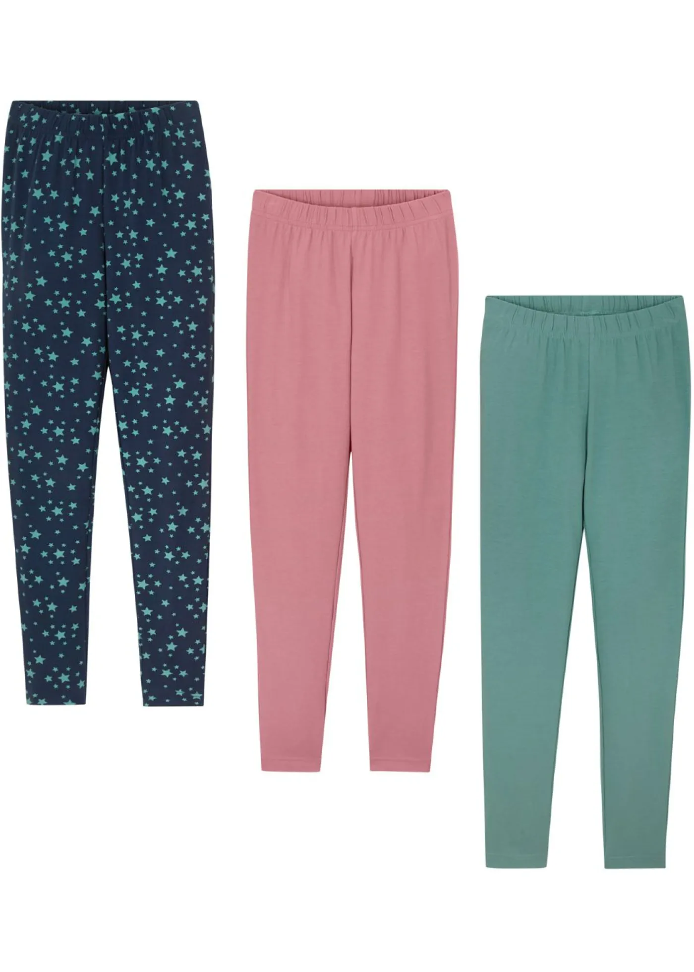 Niños bonprix bonprix Leggings confeccionados con mezcla de algodón ecológico elástico (3 unidades)