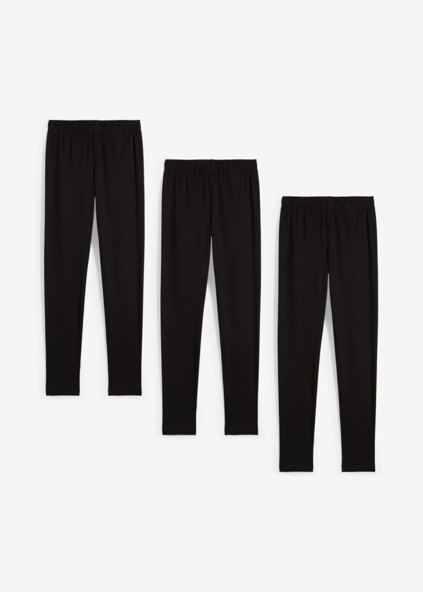bonprix bonprix Ropa 9 A 16 Años·Pantalones Y Leggings|Ropa 9 A 16 Años·Packs De Ropa>Leggings confeccionados con mezcla de algodón ecológico elástico (3 unidades) Negro
