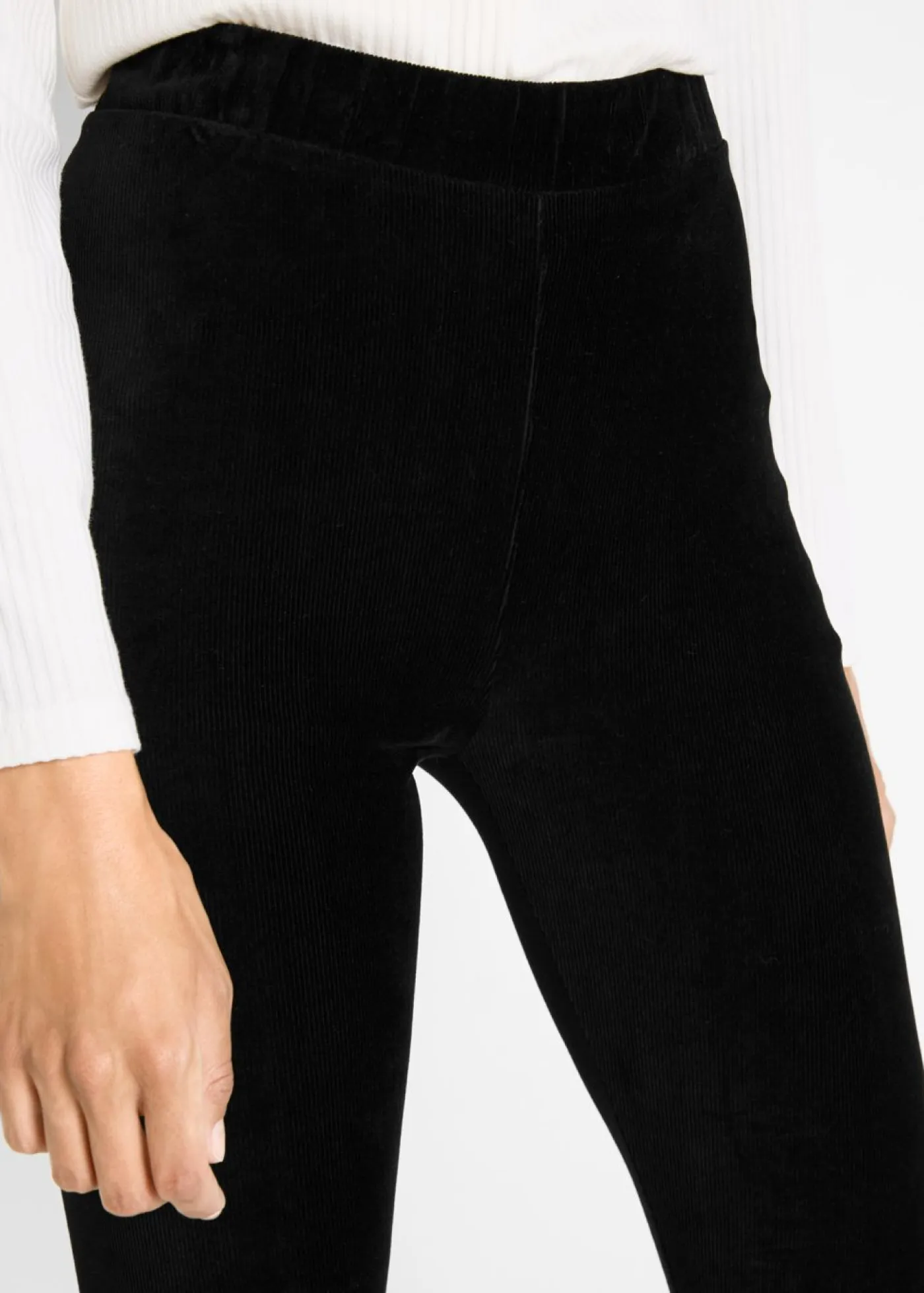 bonprix bonprix Pantalones>Leggings de pana fina con cintura ancha y cómoda Negro