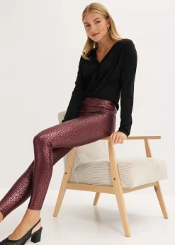 Mujer bonprix bonprix Leggings de piel sintética con alto brillo