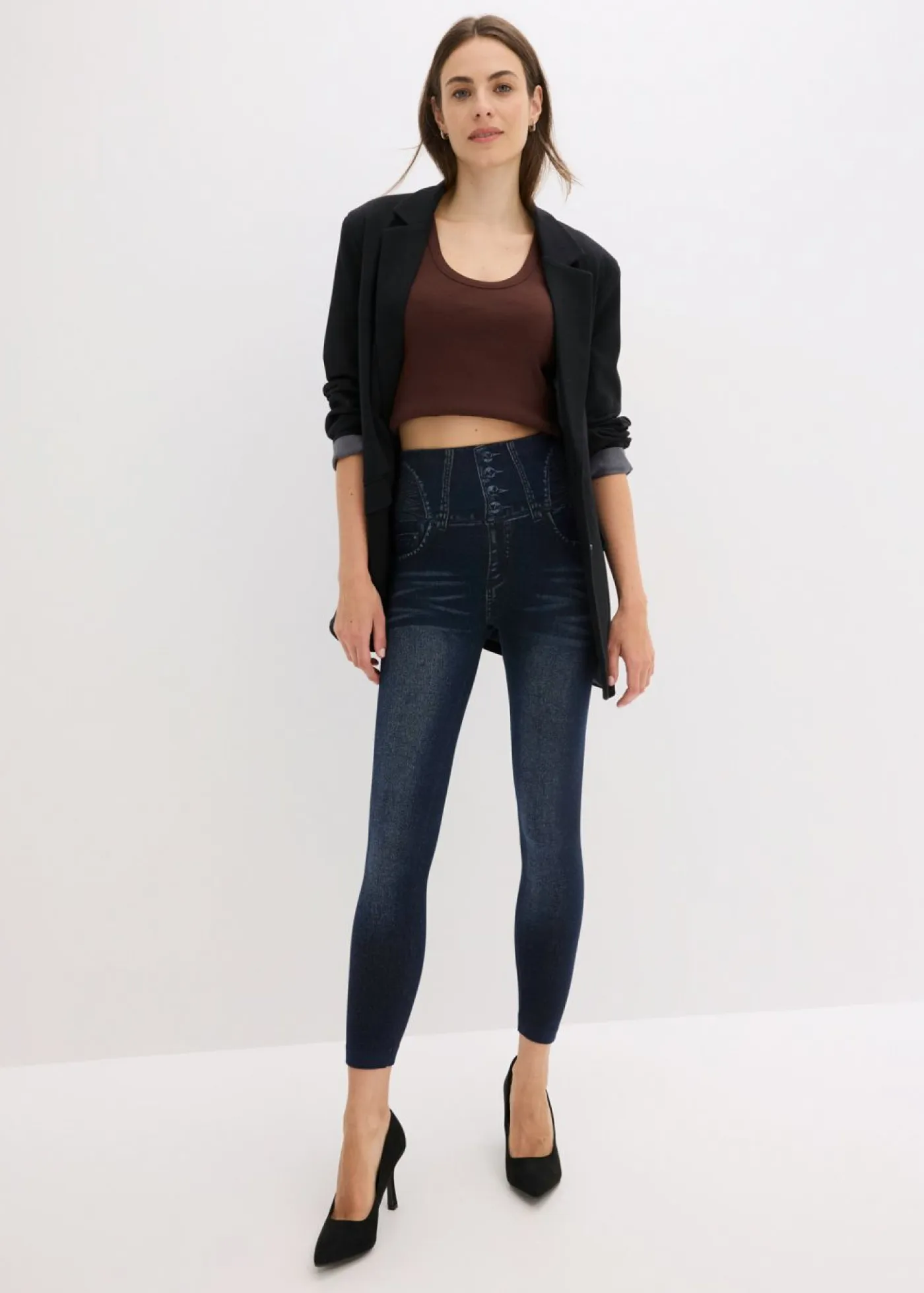 Mujer bonprix bonprix Leggings tipo medias, moldeadores, en look vaquero