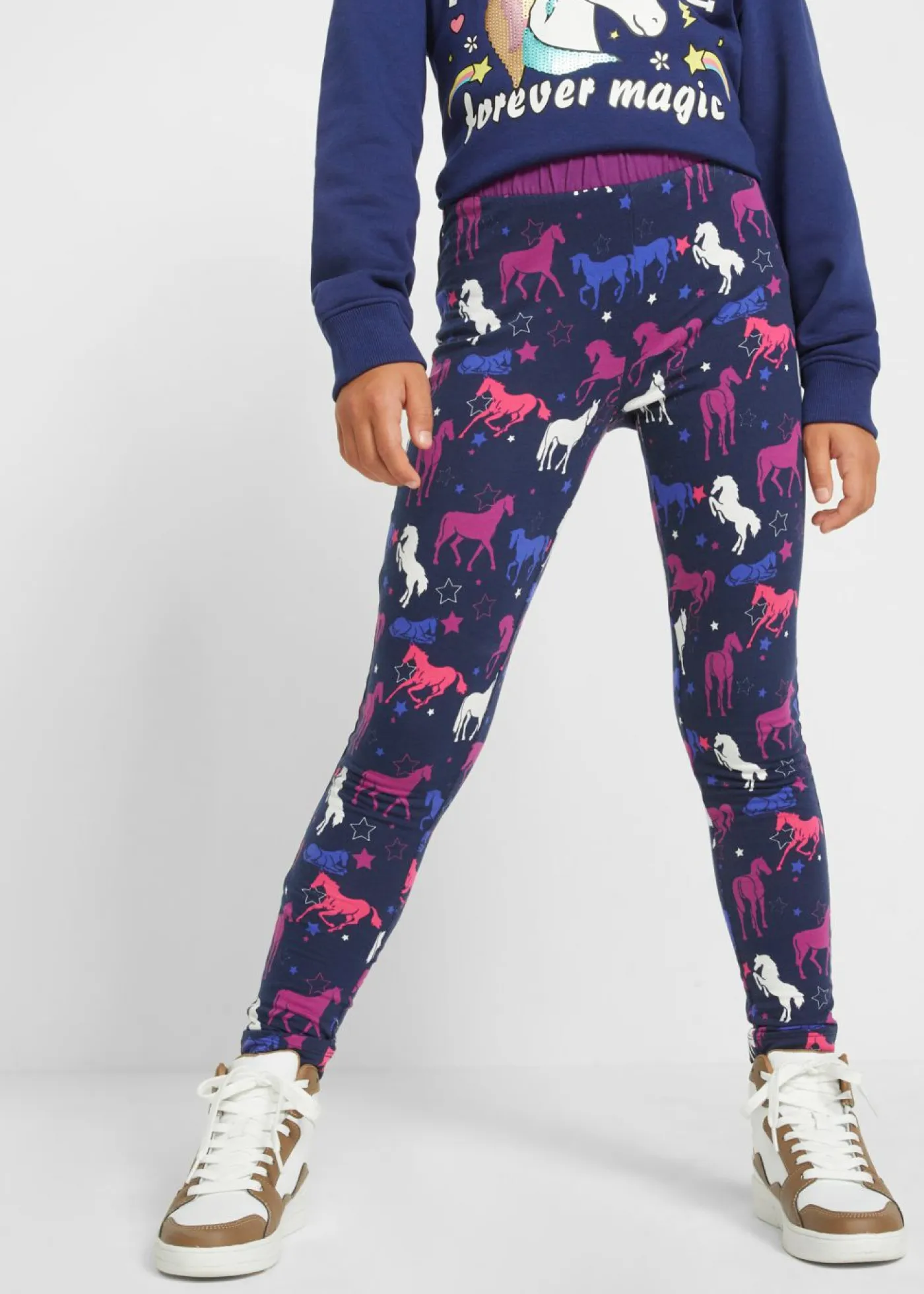 bonprix bonprix Ropa 2 A 9 Años·Pantalones Y Vaqueros>Leggings térmicos con motivo de caballos Azul marino